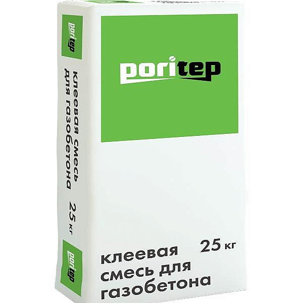 Клей по газобетону с ПМД Poritep для тонкошовной кладки 25 кг