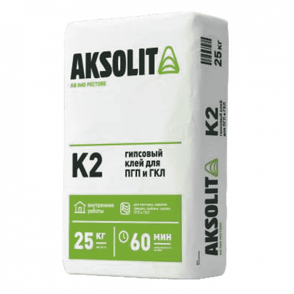 Гипсовый клей для ПГП и ГКЛ Aksolit К2 25 кг