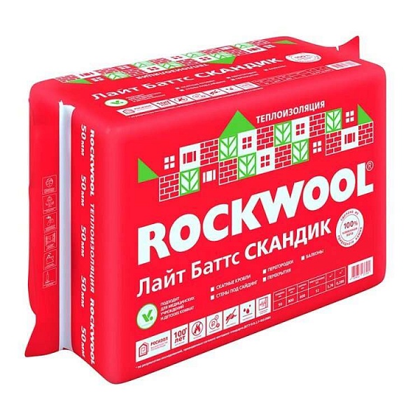 Rockwool ЛАЙТ БАТТС СКАНДИК 1200x600x100 24пач./пал.