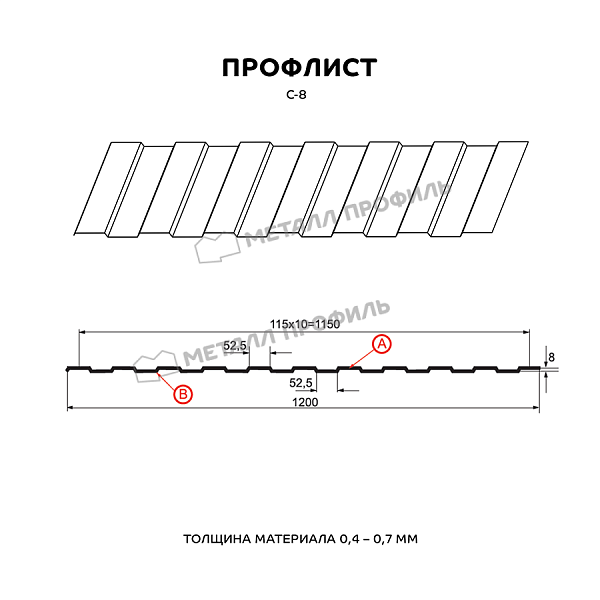 Профлист МЕТАЛЛ ПРОФИЛЬ МП-20х1100-A (ECOSTEEL_MA-01-Бразил. Вишня-0,5)